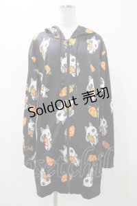 NieR Clothing / 総柄ZIPパーカー  ブラック H-25-11-23-047-PU-TO-KB-ZH