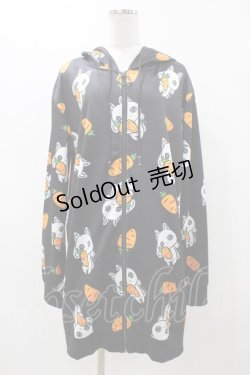 画像1: NieR Clothing / 総柄ZIPパーカー  ブラック H-25-11-23-047-PU-TO-KB-ZH