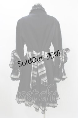 画像2: MARBLE / チェック切替レイヤード風姫袖コート  ブラック H-25-11-23-006-GO-CO-KB-ZH