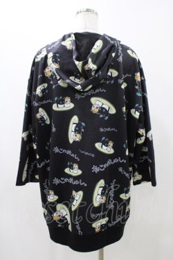 画像2: NieR Clothing / 総柄ZIP半袖パーカー  ブラック H-25-11-23-049-PU-TO-KB-ZH