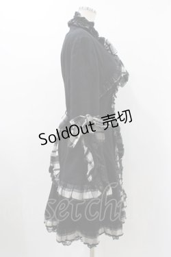 画像3: MARBLE / チェック切替レイヤード風姫袖コート  ブラック H-25-11-23-006-GO-CO-KB-ZH