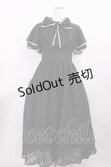 An MILLE / シアーチェックフリルワンピース Free ブラック H-25-11-23-1008-EL-OP-NS-ZH