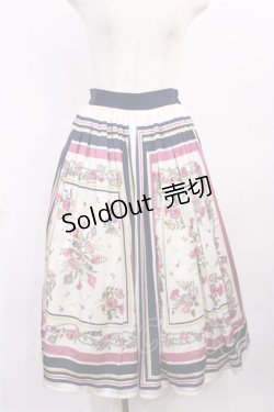 画像1: axes femme / スカーフ柄スカート M ネイビー H-25-11-23-1012-AX-SK-NS-ZH