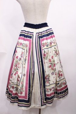 画像2: axes femme / スカーフ柄スカート M ネイビー H-25-11-23-1012-AX-SK-NS-ZH