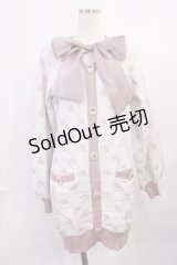 Ank Rouge / モノグラムニットカーデライクワンピース M オフ/ピンク H-25-11-23-1015-CA-OP-NS-ZH