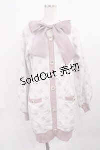 Ank Rouge / モノグラムニットカーデライクワンピース M オフ/ピンク H-25-11-23-1015-CA-OP-NS-ZH