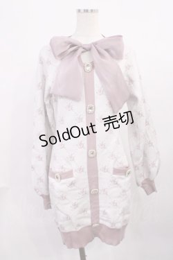 画像1: Ank Rouge / モノグラムニットカーデライクワンピース M オフ/ピンク H-25-11-23-1015-CA-OP-NS-ZH