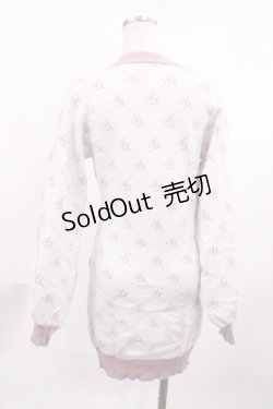 画像2: Ank Rouge / モノグラムニットカーデライクワンピース M オフ/ピンク H-25-11-23-1015-CA-OP-NS-ZH