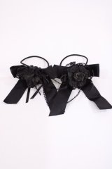 metamorphose / 薔薇リボンヘアゴム  ブラック H-25-11-23-1034-ME-AC-NS-ZH