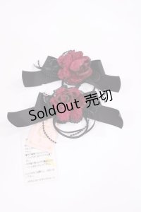 metamorphose / 薔薇リボンヘアゴム  ブラック/レッド H-25-11-23-1035-ME-AC-NS-ZH
