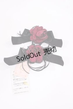 画像1: metamorphose / 薔薇リボンヘアゴム  ブラック/レッド H-25-11-23-1035-ME-AC-NS-ZH