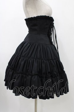 画像3: ATELIER PIERROT / ストライプティアードコルセットスカート  ブラック H-25-11-23-013-EL-SK-KB-ZH