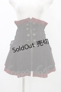 ALGONQUINS / ストライプハイウエストオーバースカート  黒×赤 H-25-11-23-020-AL-SK-KB-ZH