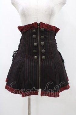 画像1: ALGONQUINS / ストライプハイウエストオーバースカート  黒×赤 H-25-11-23-020-AL-SK-KB-ZH