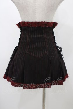 画像2: ALGONQUINS / ストライプハイウエストオーバースカート  黒×赤 H-25-11-23-020-AL-SK-KB-ZH