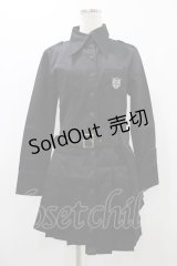 PEACE NOW / エンブレム刺繍プリーツシャツワンピース  ブラック H-25-11-23-021-PU-OP-KB-ZH