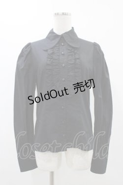 画像1: PEACE NOW / フリル付ブラウス  ブラック H-25-11-23-022-PU-BL-KB-ZH