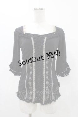 画像1: Ozz Croce / 薔薇刺繍レースアップトップス   H-25-11-23-024-OO-TO-KB-ZH