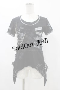 MAD / チェーン付ダメージカットソー L 黒 H-25-11-23-025-PU-TO-KB-ZH