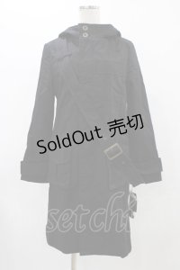 PEACE NOW / クロスステッチフードコート  黒 H-25-11-23-028-PU-CO-KB-ZH