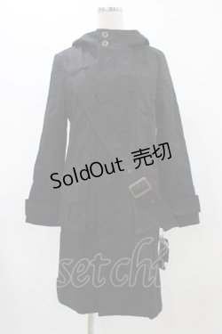 画像1: PEACE NOW / クロスステッチフードコート  黒 H-25-11-23-028-PU-CO-KB-ZH