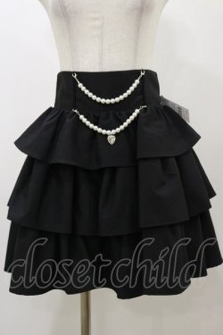 画像1: Ank Rouge / ダブルチェーンティアードスカート M ブラック H-25-11-24-1042-CA-SK-NS-ZH
