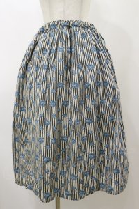 Physical Drop / ハンドメイドスカート【ストライプブーケ柄】 Free ブルー H-25-11-24-1048-LO-SK-NS-ZH