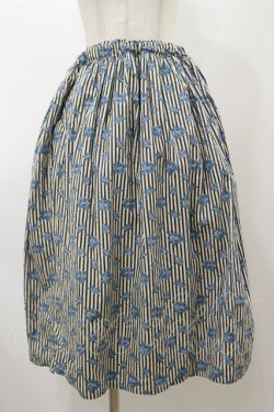 画像1: Physical Drop / ハンドメイドスカート【ストライプブーケ柄】 Free ブルー H-25-11-24-1048-LO-SK-NS-ZH