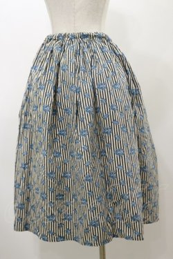 画像2: Physical Drop / ハンドメイドスカート【ストライプブーケ柄】 Free ブルー H-25-11-24-1048-LO-SK-NS-ZH