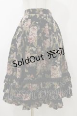 Innocent World / 別珍バラ柄バッスルスカート Free ブラック H-25-11-24-1050-IW-SK-NS-ZH