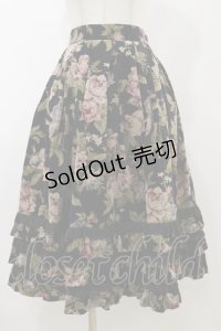 Innocent World / 別珍バラ柄バッスルスカート Free ブラック H-25-11-24-1050-IW-SK-NS-ZH