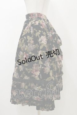 画像3: Innocent World / 別珍バラ柄バッスルスカート Free ブラック H-25-11-24-1050-IW-SK-NS-ZH