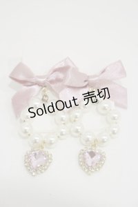 Rojita / リボン付サークルパールピアス  ピンク H-25-11-24-1007-LO-AC-NS-ZH