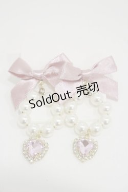 画像1: Rojita / リボン付サークルパールピアス  ピンク H-25-11-24-1007-LO-AC-NS-ZH