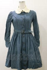 Innocent World / クラシックピンドットワンピース M ブルー H-25-11-24-1061-IW-OP-NS-ZH