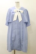 axes femme / リボン付セーラー襟ワンピース M ブルー H-25-11-24-1062-AX-OP-NS-ZH