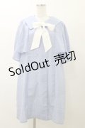 axes femme / リボン付セーラー襟ワンピース M ブルー H-25-11-24-1062-AX-OP-NS-ZH
