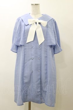 画像1: axes femme / リボン付セーラー襟ワンピース M ブルー H-25-11-24-1062-AX-OP-NS-ZH