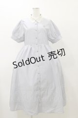 m petit by misako / ストライプワンピース M サックス H-25-11-24-1065-LO-OP-NS-ZH