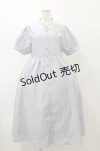 m petit by misako / ストライプワンピース M サックス H-25-11-24-1065-LO-OP-NS-ZH