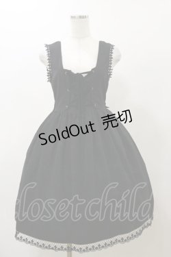 画像1: metamorphose / クロス刺繍ジャンパースカート Free ブラック H-25-11-24-1071-ME-OP-NS-ZH