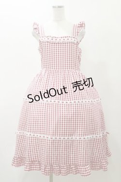 画像1: Cherirulu Chocola / ギンガムチェックジャンパースカート L レッド H-25-11-24-1075-LO-OP-NS-ZH