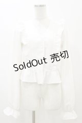 EATME / Vネックラッフルブラウス Free オフ H-25-11-24-1022-LO-BL-NS-ZH