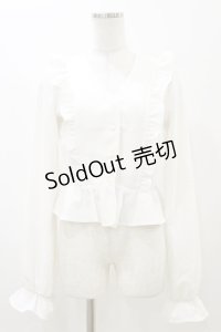 EATME / Vネックラッフルブラウス Free オフ H-25-11-24-1022-LO-BL-NS-ZH