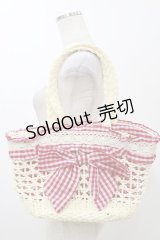 DearMyLove / ギンガムリボンストローバッグ  ナチュラル×レッド H-25-11-24-1002-EL-BG-NS-ZH
