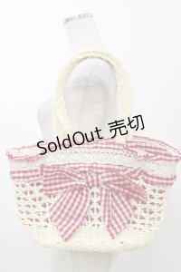 DearMyLove / ギンガムリボンストローバッグ  ナチュラル×レッド H-25-11-24-1002-EL-BG-NS-ZH
