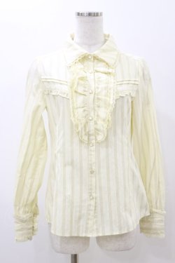 画像1: axes femme / 音符ブローチ付きストライプブラウス M 生成り H-25-11-24-1025-AX-BL-NS-ZH