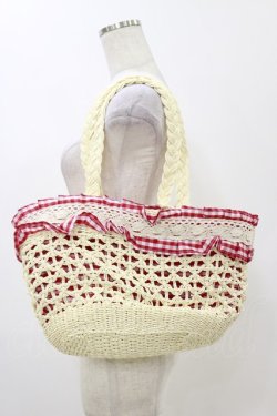 画像2: DearMyLove / ギンガムリボンストローバッグ  ナチュラル×レッド H-25-11-24-1002-EL-BG-NS-ZH