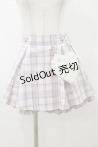 Ank Rouge / 羽ボアハートチェックスカパン M ピンク H-25-11-24-1038-CA-SK-NS-ZH