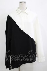 HELL CAT PUNKS / シャツ風プルオーバー F 黒×白 H-25-11-25-027-PU-TO-KB-ZH
